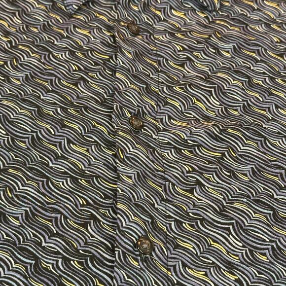Claiborne Shirt Mens XL Blue Modern Fit Rayon Abstract Wave Pattern Long Sleeve - Picture 4 of 11